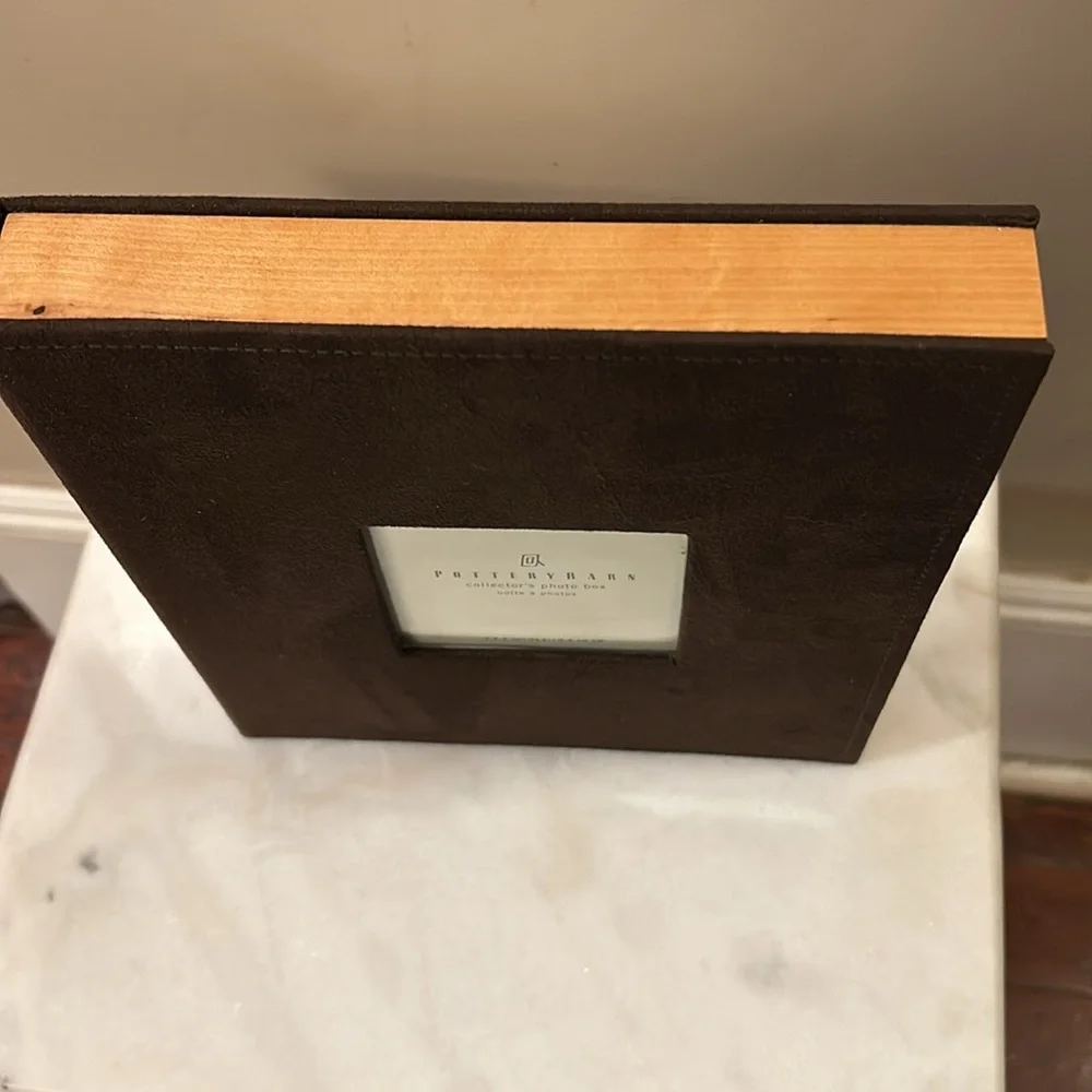 Pottery Barn Collector’s Photo Box with Suede Cover, NWOT
